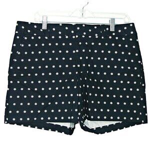 NEW Tommy Hilfiger Womens Size 12 Shorts Masters Navy Blue Flat Front Polka Dot